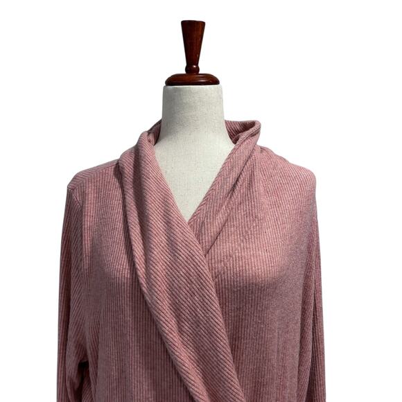 Lands End XL Sweater Women's Dusty Rose Sweater Cross Front Longsleeve (15) - Picture 4 of 10